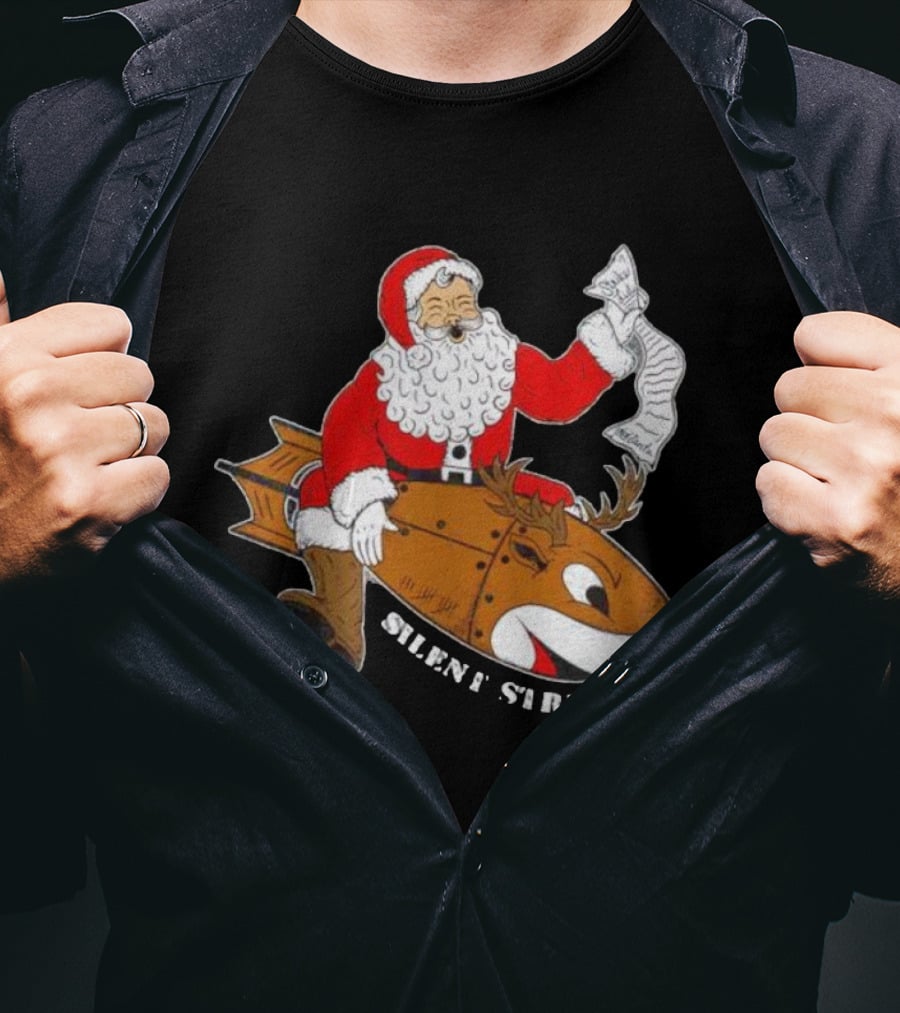 Silent Strike Santa Claus Riding Reindeer Rocket T-Shirt