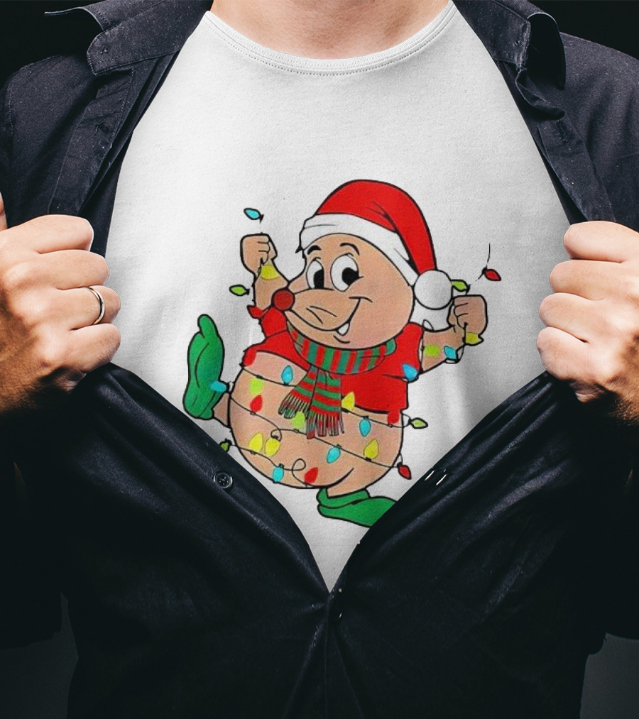 Santa Gus Wrapped In Christmas Lights T-Shirt