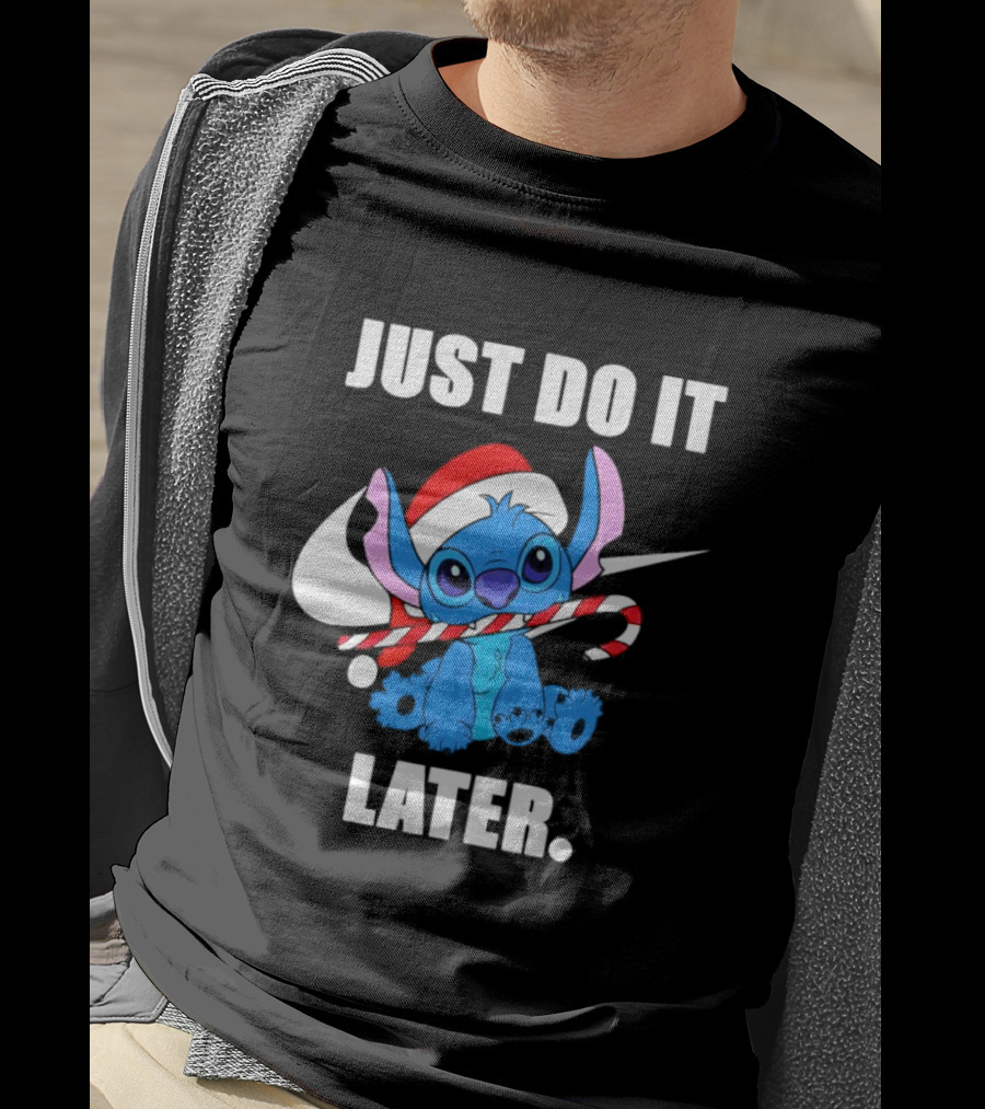 Santa Stitch Just Do It Later Christmas T-Shirt