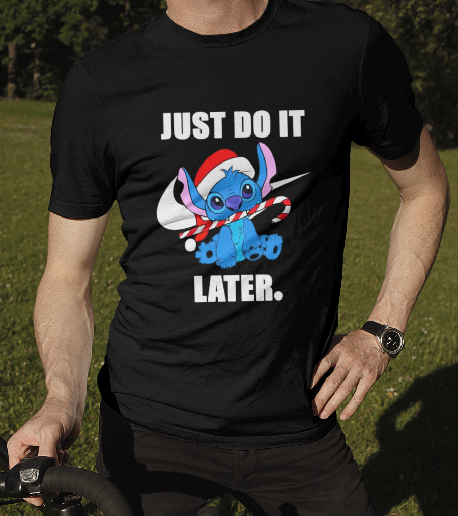 Santa Stitch Just Do It Later Christmas T-Shirt