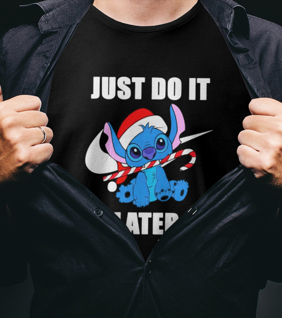 Santa Stitch Just Do It Later Christmas T-Shirt