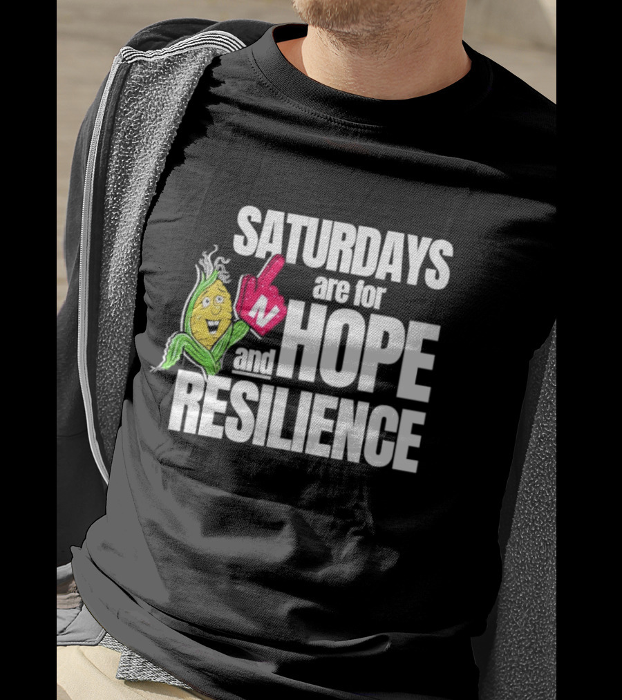 Saturdays Are For Hope And Resilience Corn Mascot And Foam Finger T-Shirt