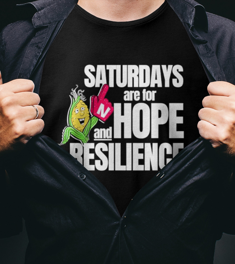 Saturdays Are For Hope And Resilience Corn Mascot And Foam Finger T-Shirt