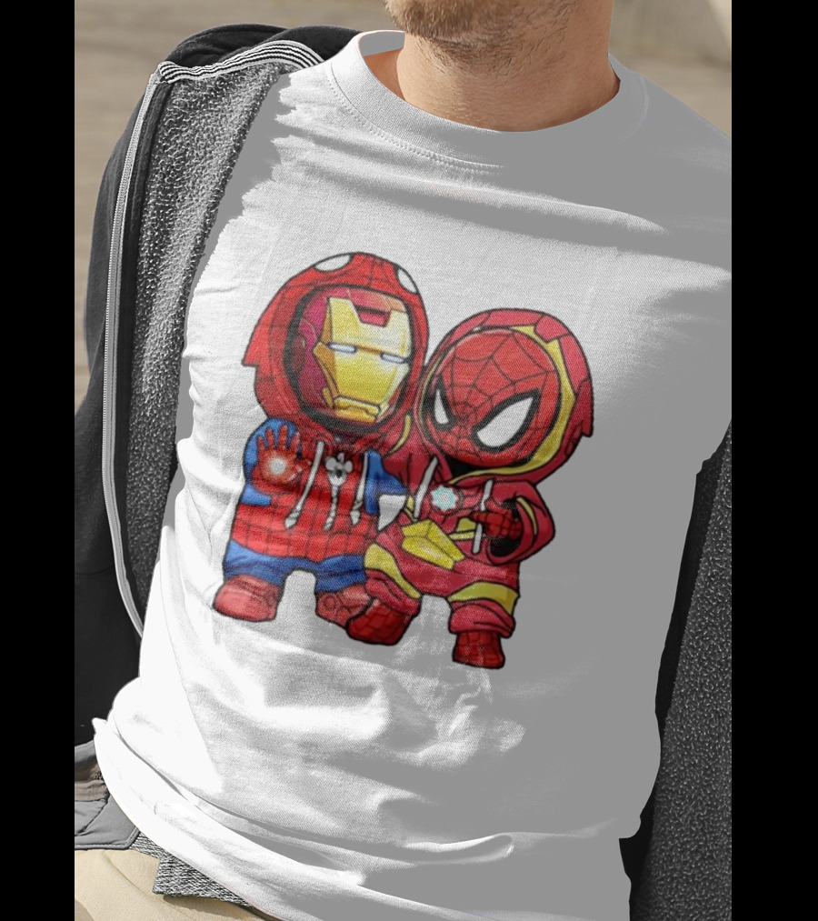 Spider-Man And Iron Man Cute Chibi Hoodie Heroes T-Shirt