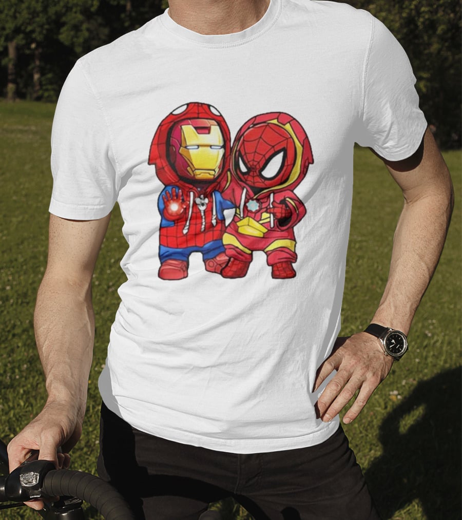 Spider-Man And Iron Man Cute Chibi Hoodie Heroes T-Shirt