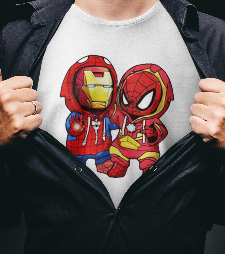 Spider-Man And Iron Man Cute Chibi Hoodie Heroes T-Shirt