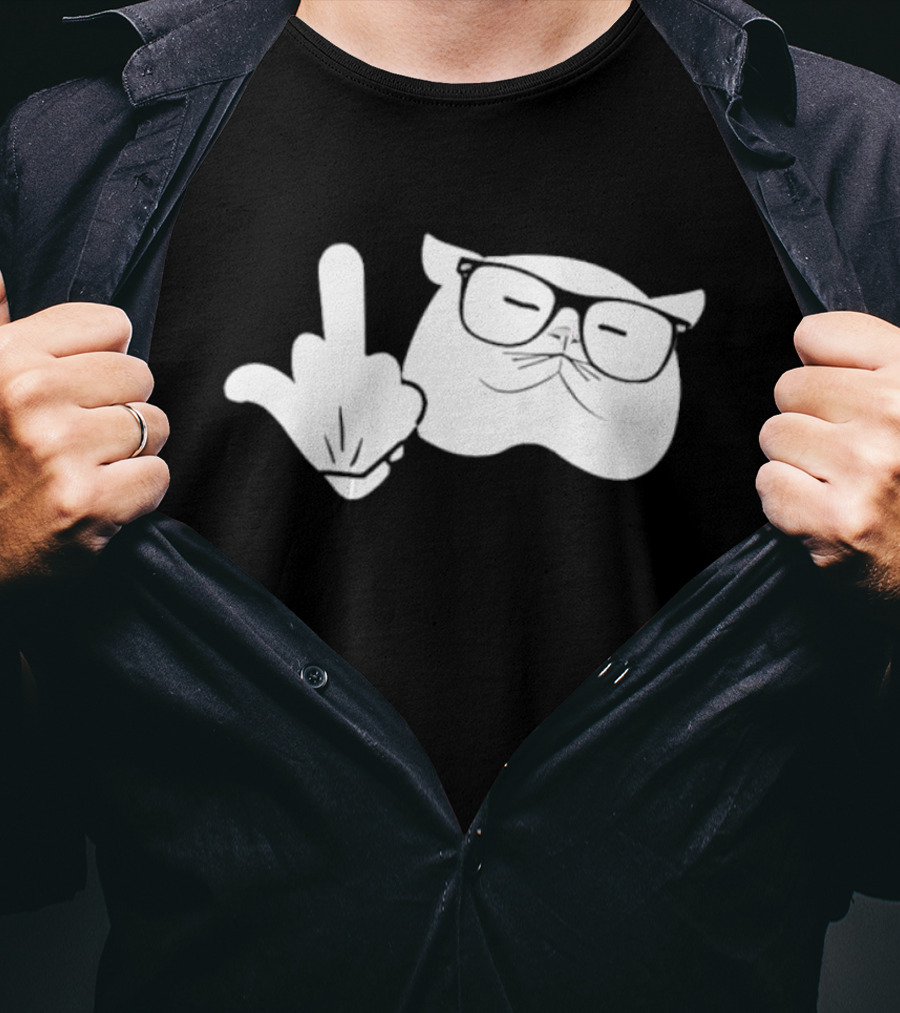 Catturd Birdturd Middle Finger Cat Glasses T-Shirt