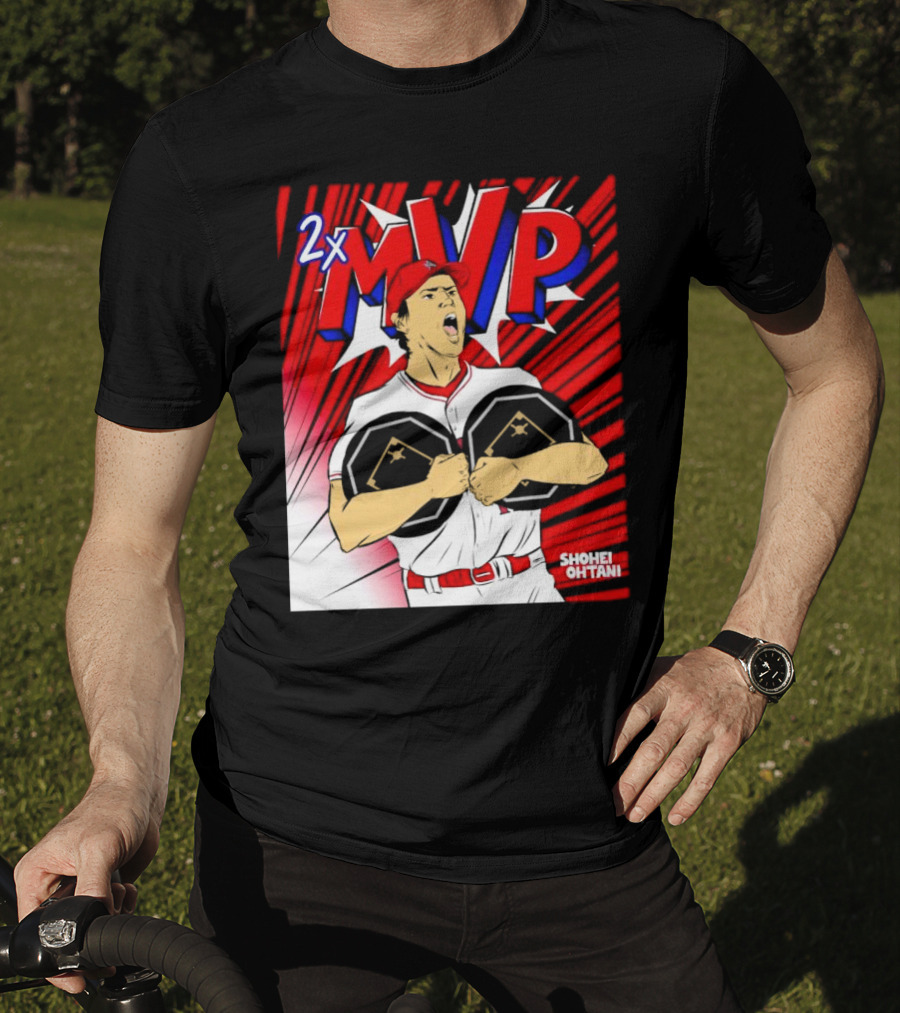 Los Angeles Angels Shohei Ohtani 2x MVP Comic T-Shirt