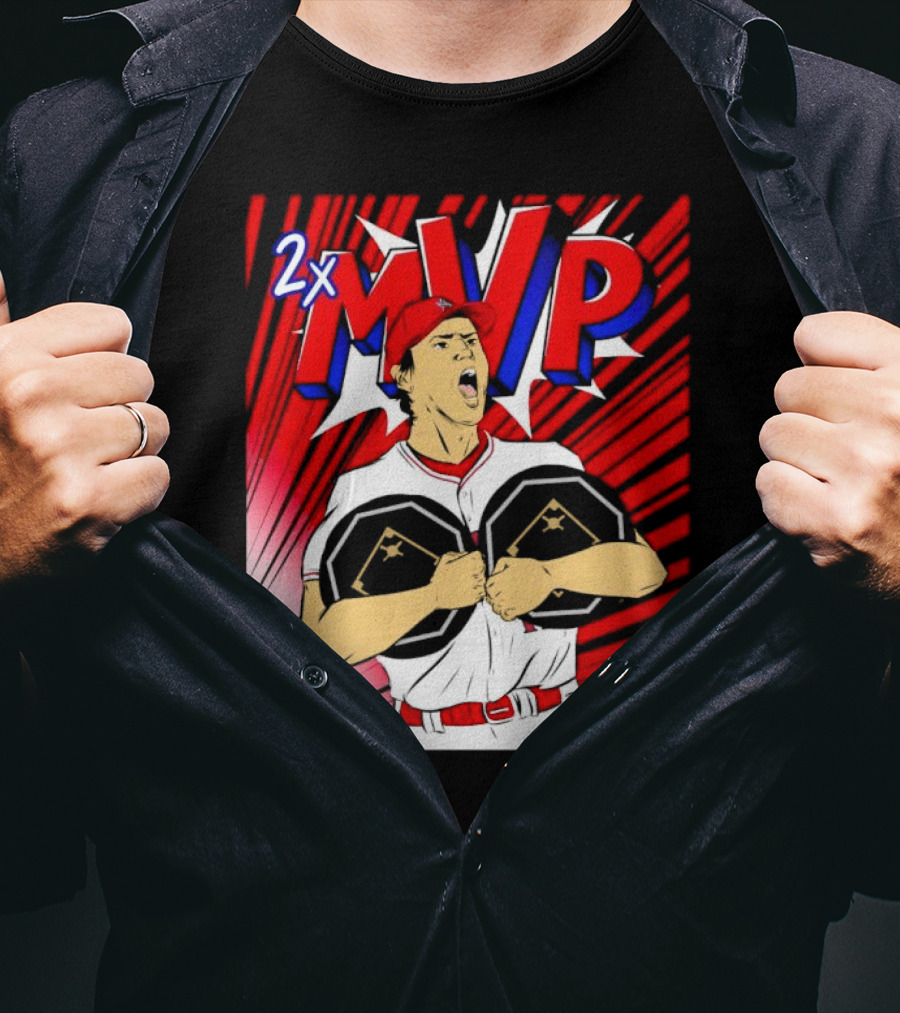 Los Angeles Angels Shohei Ohtani 2x MVP Comic T-Shirt