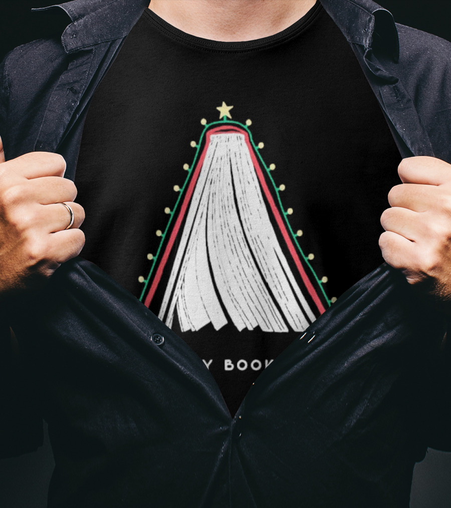Merry Bookmas Christmas Tree Book Lights T-Shirt