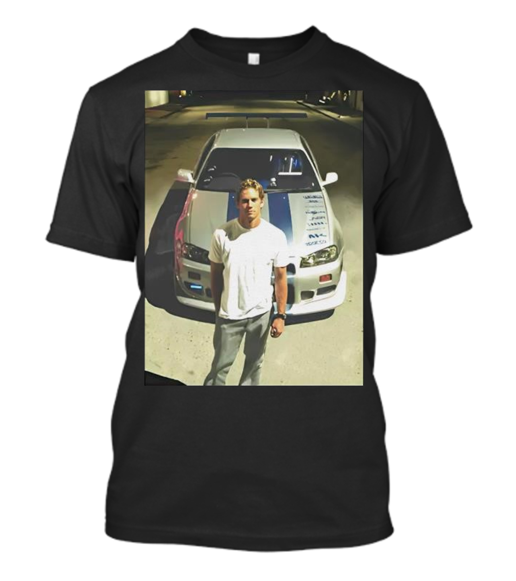 Paul Walker Giving Season With Iconic Car Street Scene T-Shirt