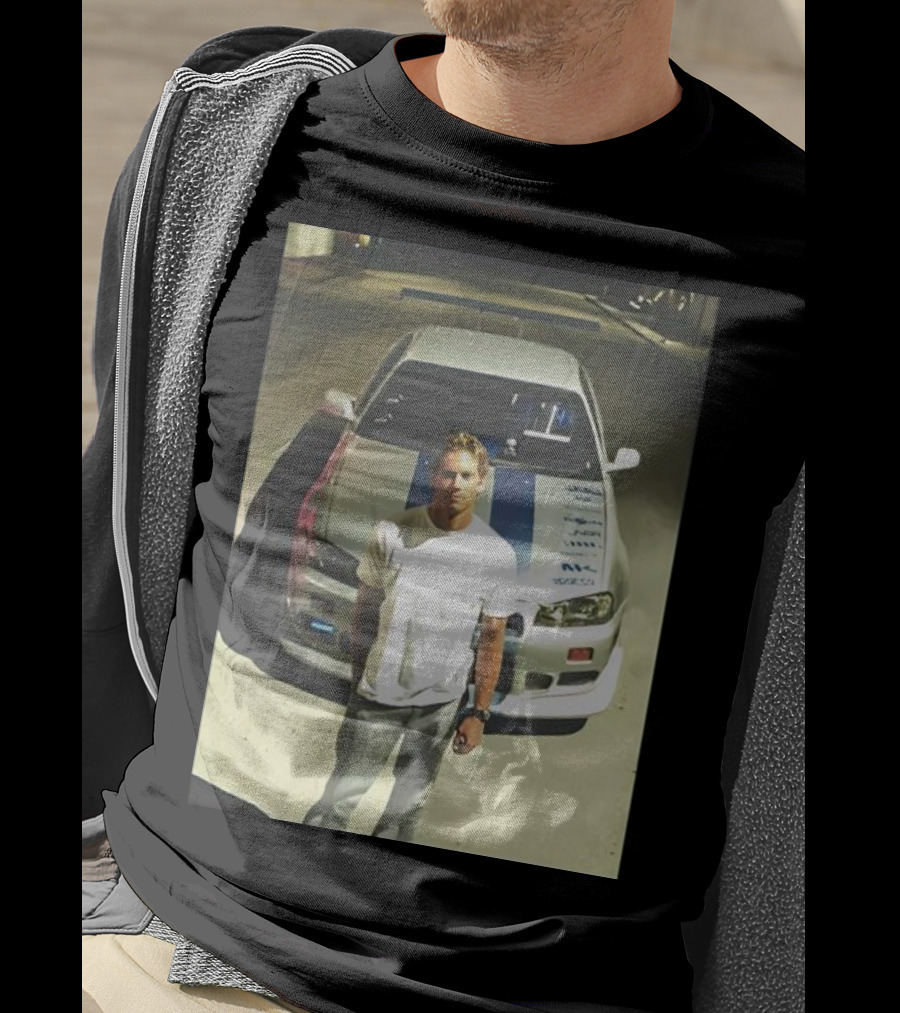 Paul Walker Giving Season With Iconic Car Street Scene T-Shirt