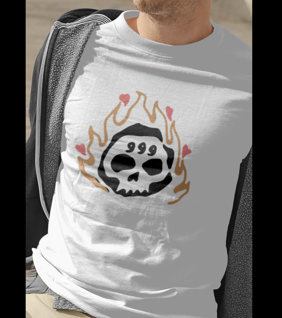 999 Club Skull Flame Hearts T-Shirt