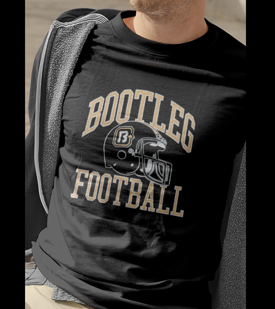 Bootleg Football Helmet Black And Gold Letters T-Shirt