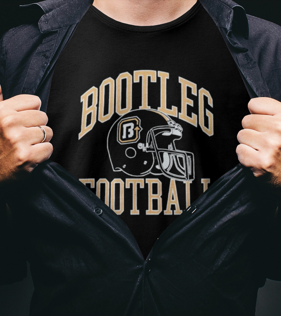 Bootleg Football Helmet Black And Gold Letters T-Shirt