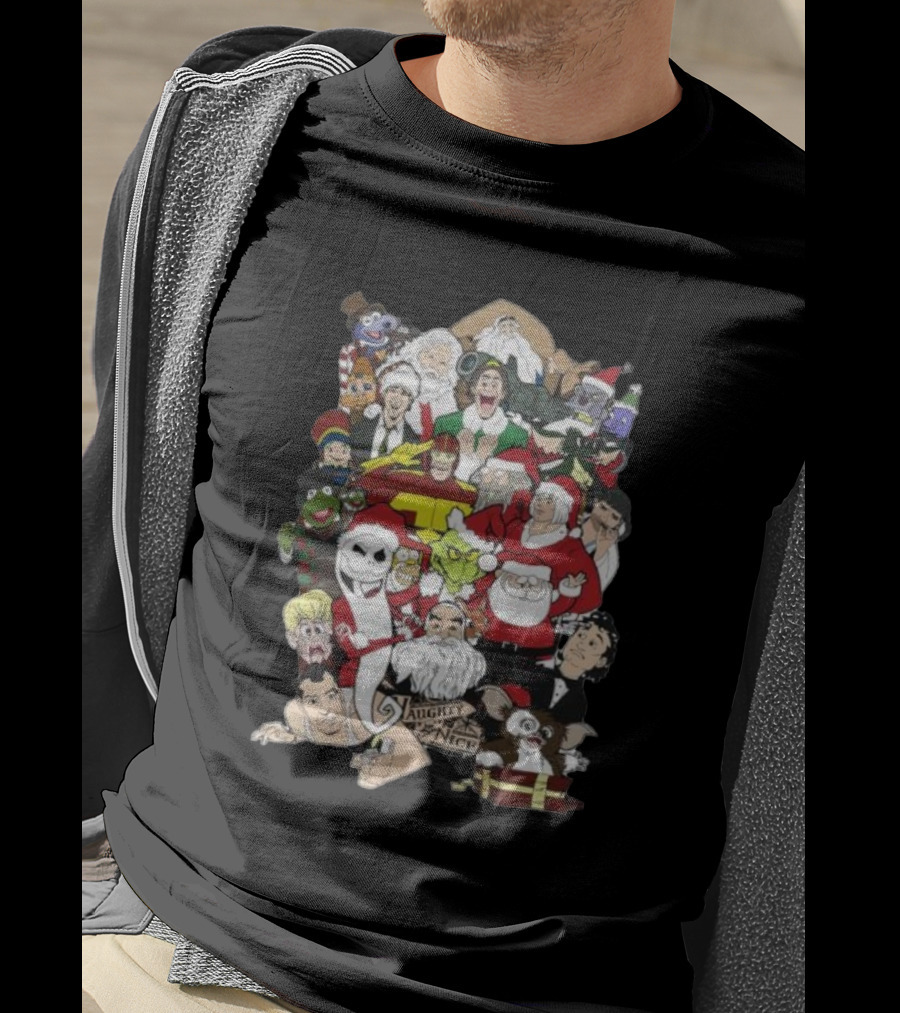 Naughty Or Nice Christmas Chaos Characters Featuring Santa Grinch Gizmo Jack Frost T-Shirt