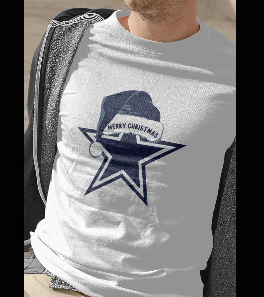Dallas Cowboys Merry Christmas Santa Hat Star T-Shirt