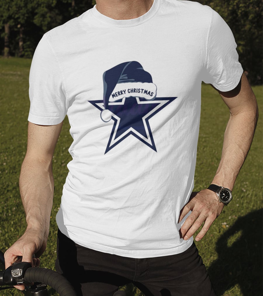 Dallas Cowboys Merry Christmas Santa Hat Star T-Shirt