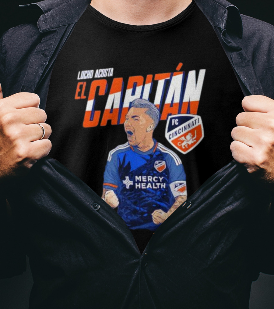 FC Cincinnati Lucho Acosta El Capitan Mercy Health Soccer Captain T-Shirt