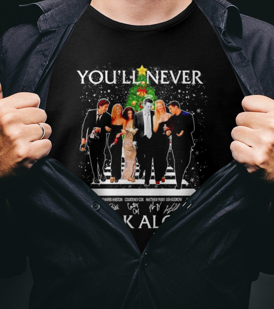 You'll Never Walk Alone Friends Characters Signatures Christmas Tree T-Shirt