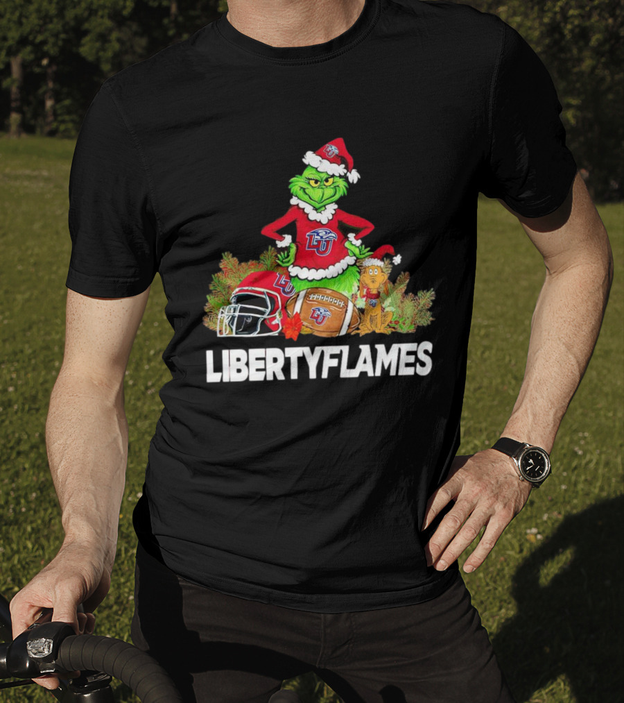 Grinch Liberty Flames Christmas Football FIU Santa Hat T-Shirt