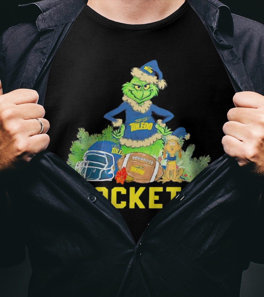 Grinch Toledo Rockets Christmas Football Festive Spirit T-Shirt