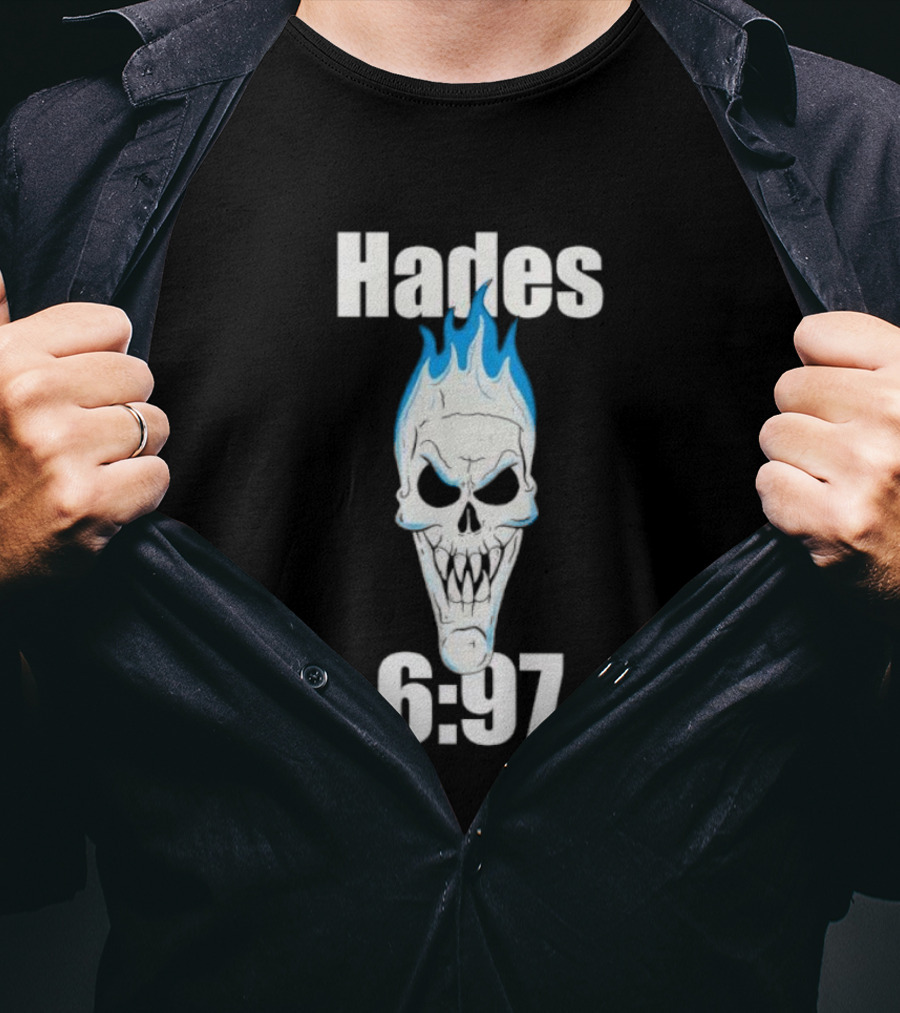 Hades 6:97 Blue Flame Skull Stone Cold T-Shirt
