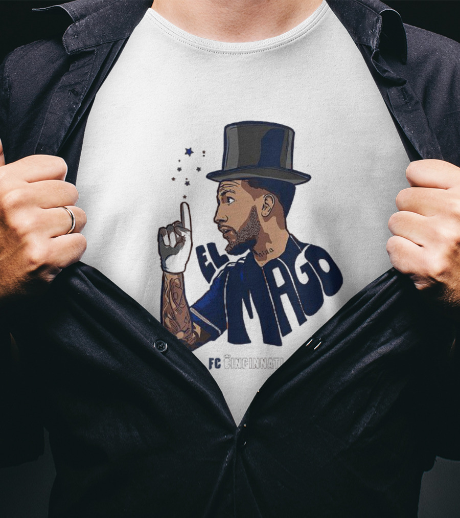 FC Cincinnati Luciano Acosta El Mago Magic Top Hat Tattoos T-Shirt