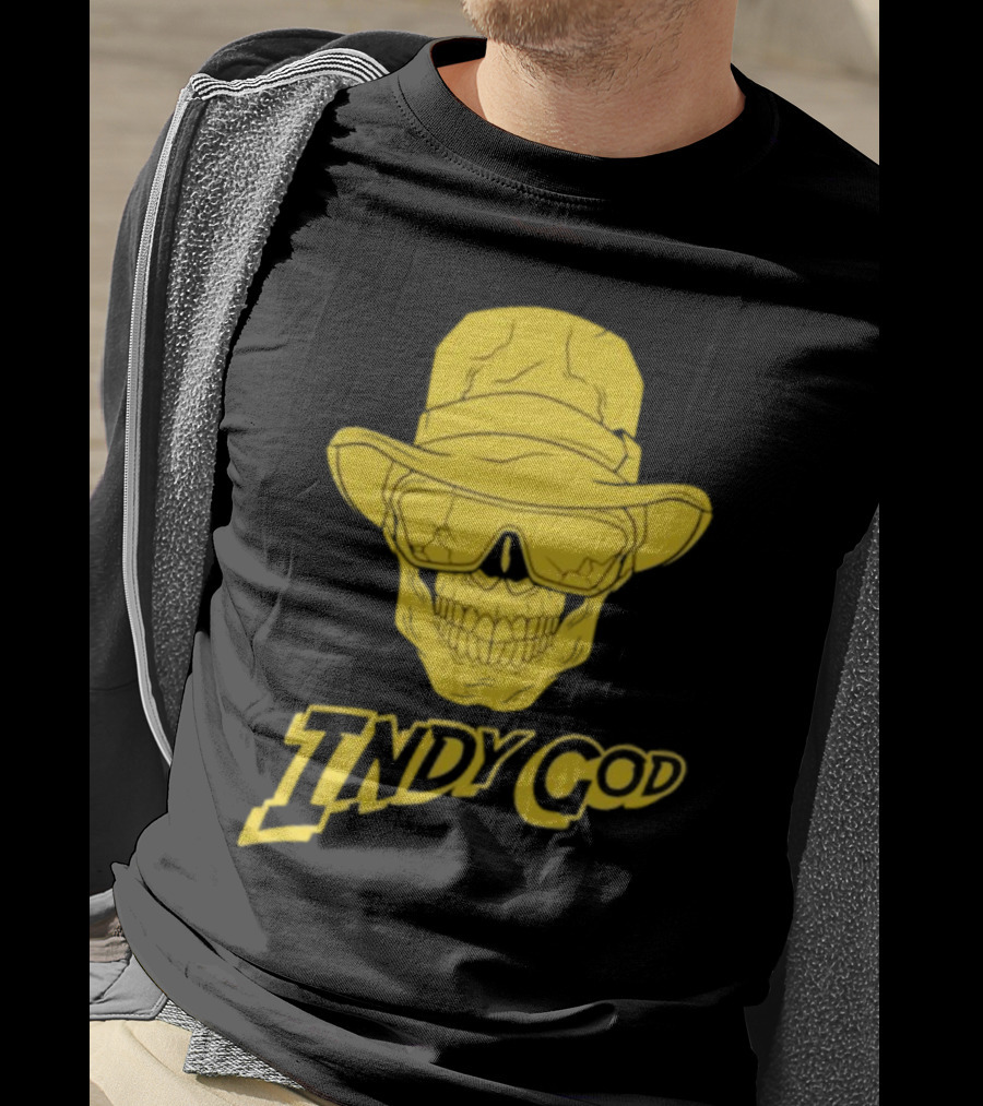 Matt Cardona Indy God Gold Skull With Hat And Sunglasses T-Shirt