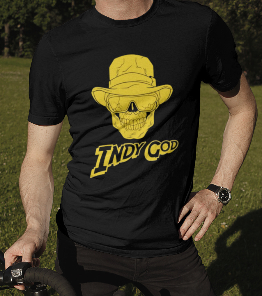 Matt Cardona Indy God Gold Skull With Hat And Sunglasses T-Shirt