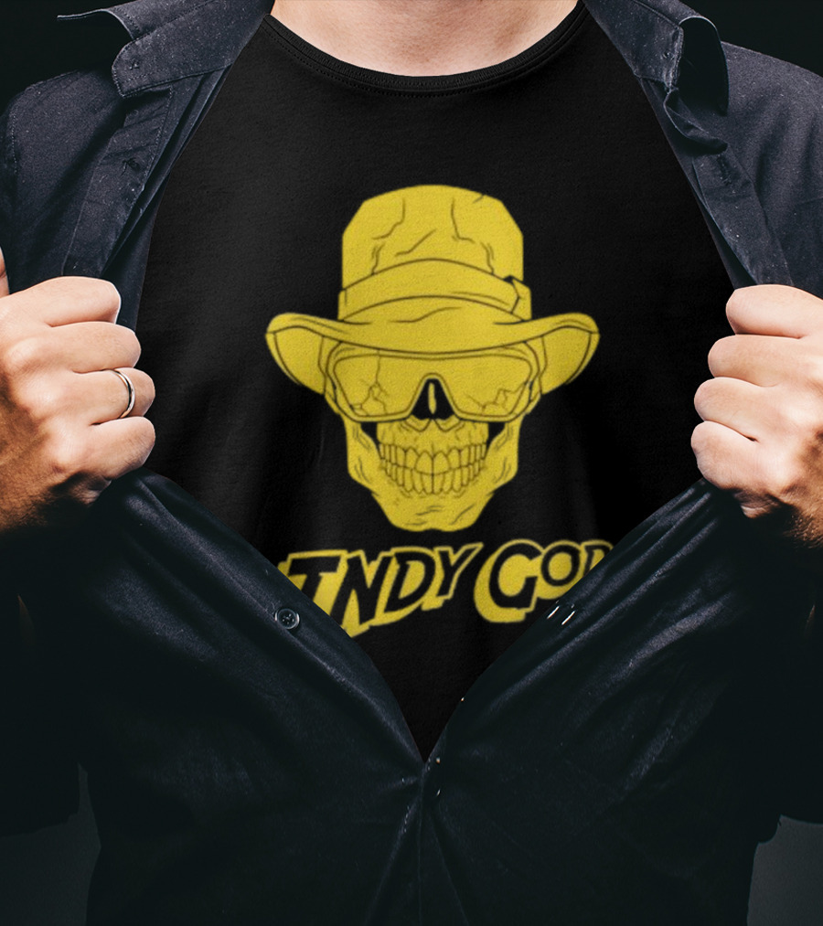 Matt Cardona Indy God Gold Skull With Hat And Sunglasses T-Shirt