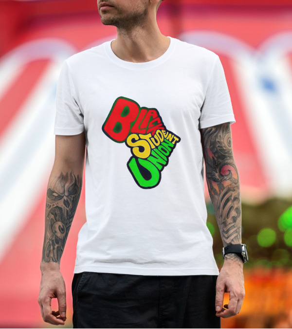 Premium T-Shirt: Black Student Union Red Yellow Green Text T-Shirt Black Student Union Red Yellow Green Text T-Shirt