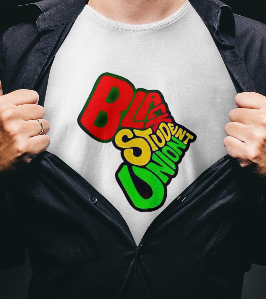 Black Student Union Red Yellow Green Text T-Shirt