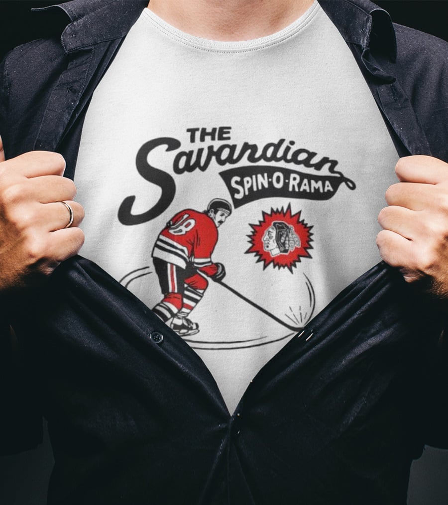 Chicago Blackhawks Savardian Spin-O-Rama Hockey Player Iconic Move T-Shirt