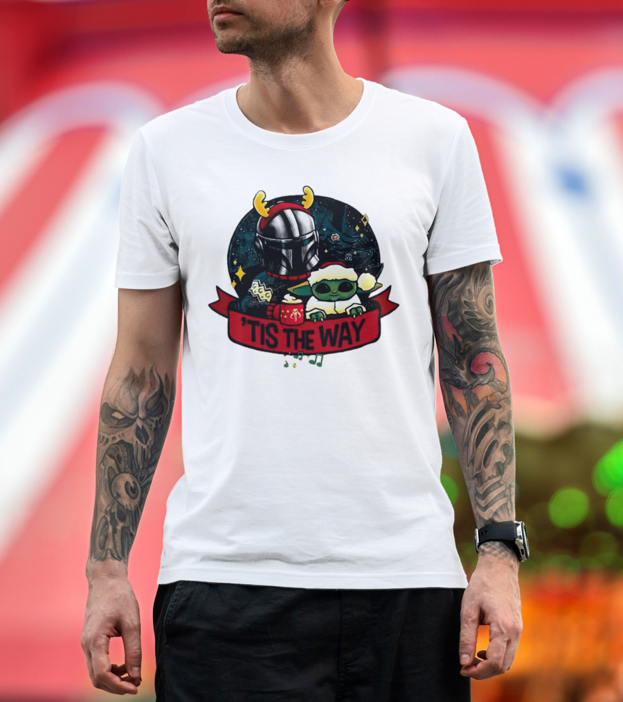Darth Vader Baby Yoda Mandalorian Tis the Way Christmas T-Shirt