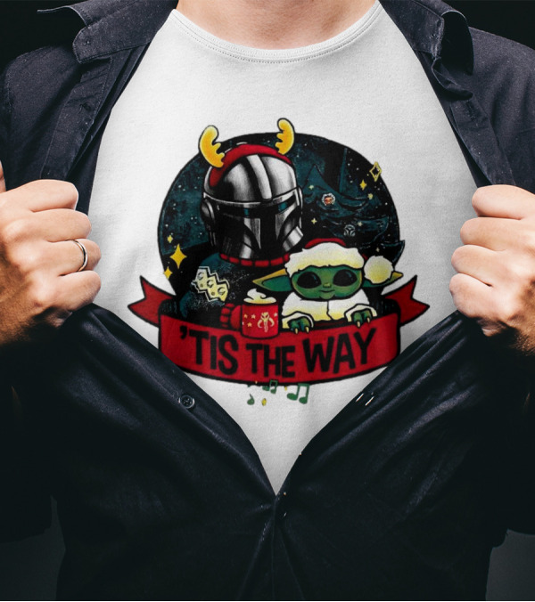 Darth Vader Baby Yoda Mandalorian Tis The Way Christmas T-Shirt