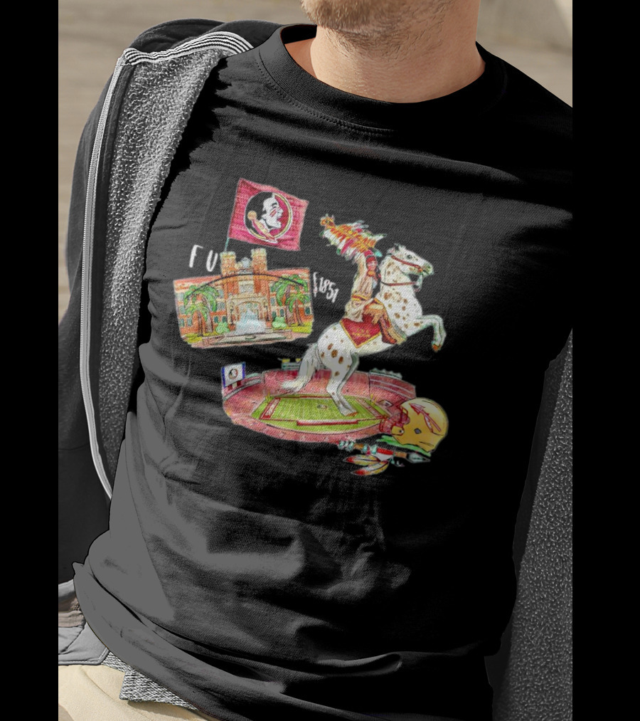 FSU Florida State Seminoles Symbols Chief Osceola Spear Football Stadium Helmet 1851 T-Shirt