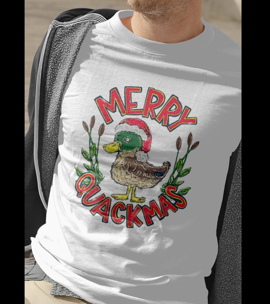 Merry Quackmas Christmas Santa Hat Duck Festive Holiday T-Shirt