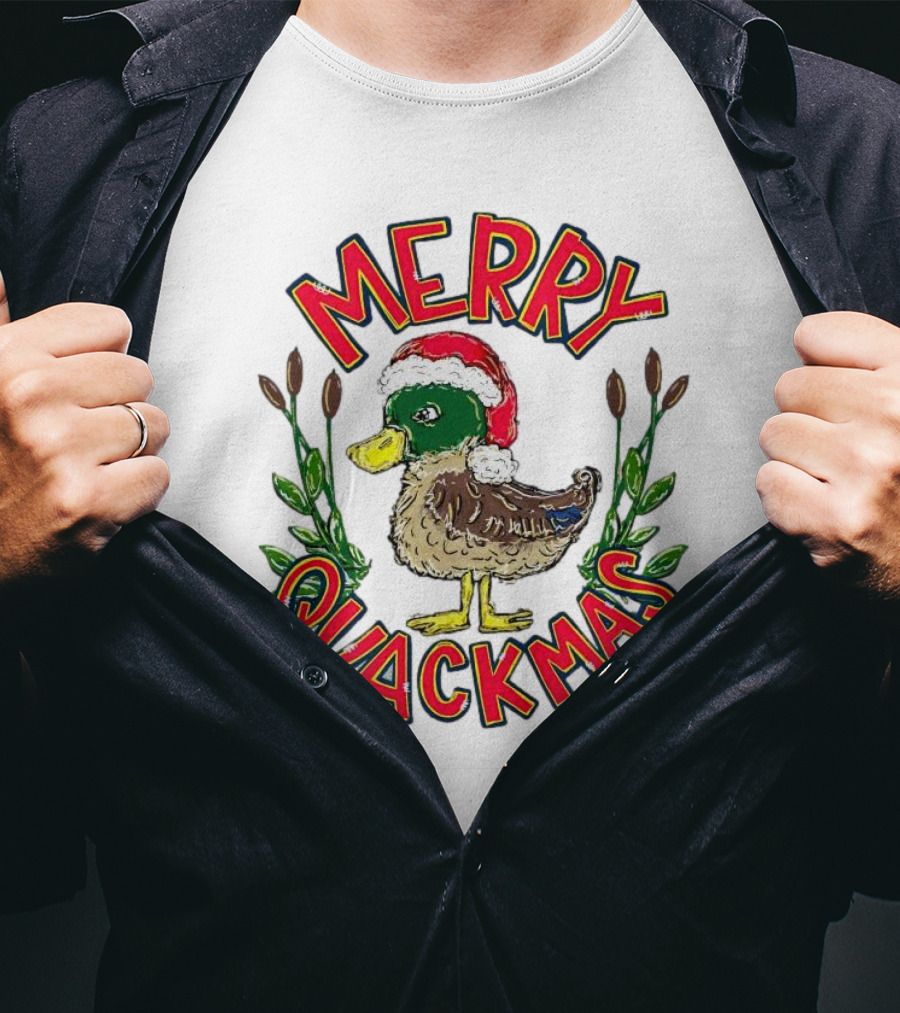 Merry Quackmas Christmas Santa Hat Duck Festive Holiday T-Shirt