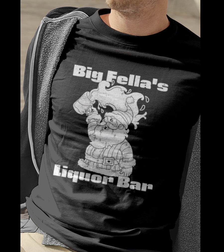 Big Fella's Liquor Bar Holiday Santa Festivity T-Shirt