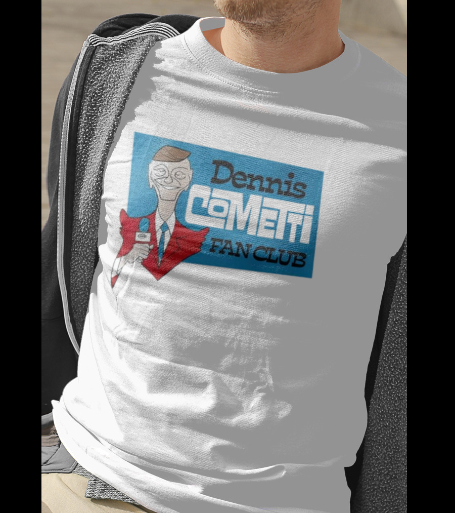 Dennis Cometti Fan Club Cartoon Broadcaster With Microphone T-Shirt