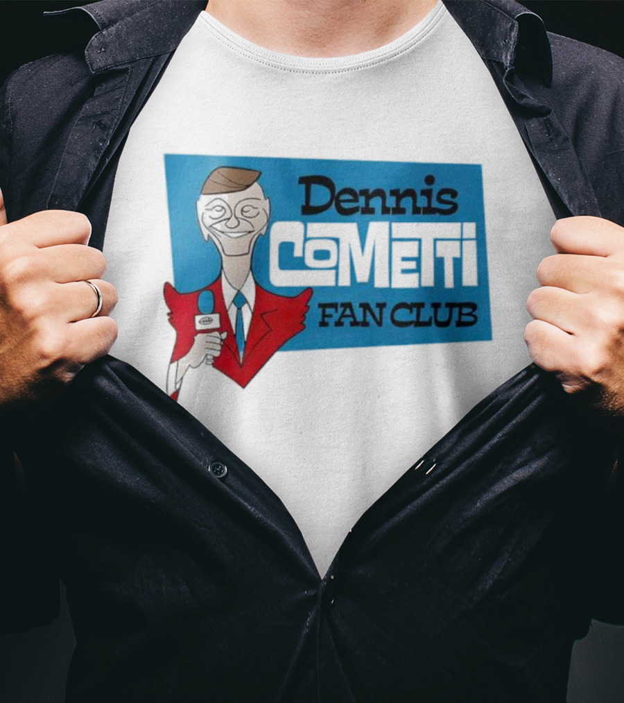 Dennis Cometti Fan Club Cartoon Broadcaster With Microphone T-Shirt