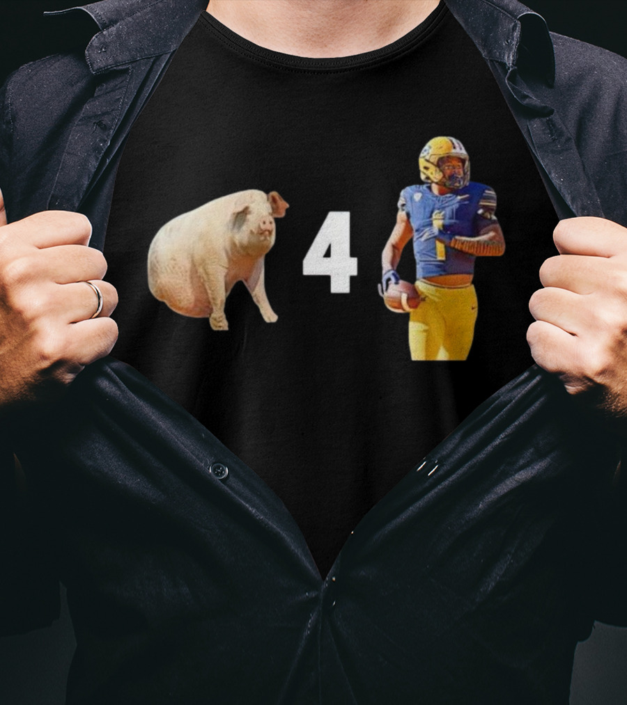 Hogs 4 Ott Heisman Football Player Pig Image T-Shirt