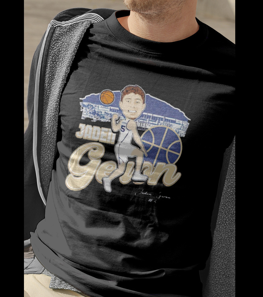Jaden Geron Montana State Bobcats Basketball Caricature Stadium Scene With Signature T-Shirt
