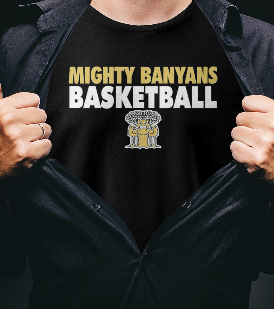 Mighty Banyans Basketball Bold Logo With Illustrated Banyan Tree T-Shirt