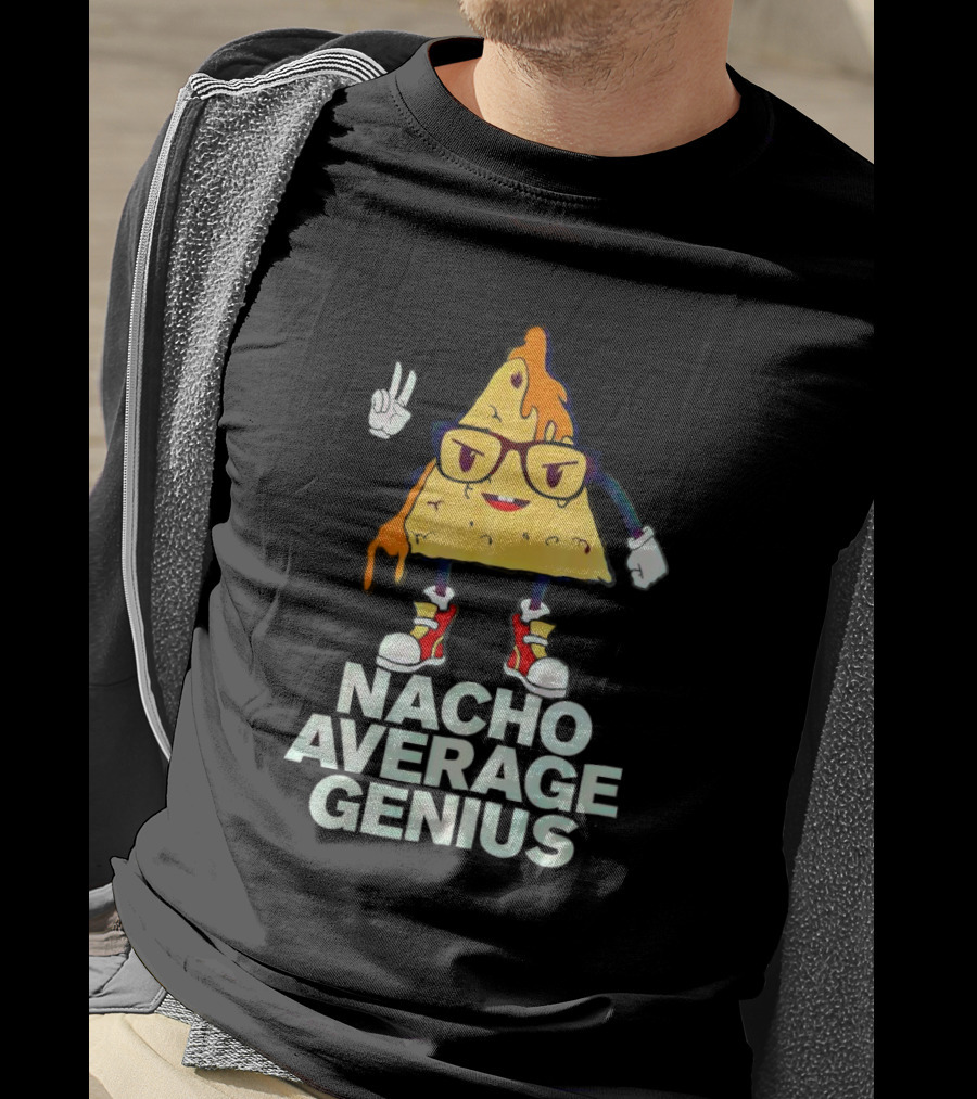 Nacho Average Genius Cartoon Character With Glasses And Sneakers T-Shirt