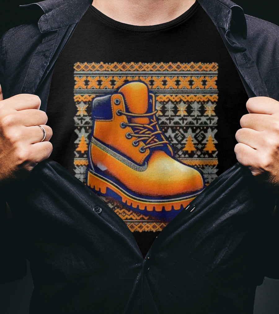 New York Knicks Timbmas Timberland Boot Ugly Christmas T-Shirt