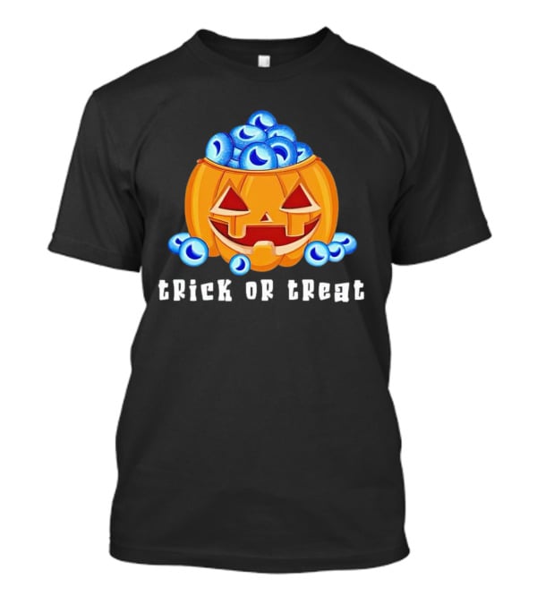 Trick Or Treat Pumpkin With Blue Eyeballs T-Shirt