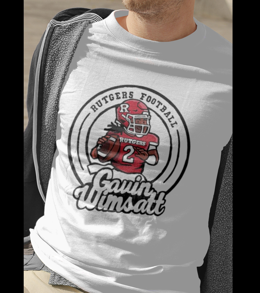 Rutgers Football Gavin Wimsatt Number 2 Player Cartoon T-Shirt