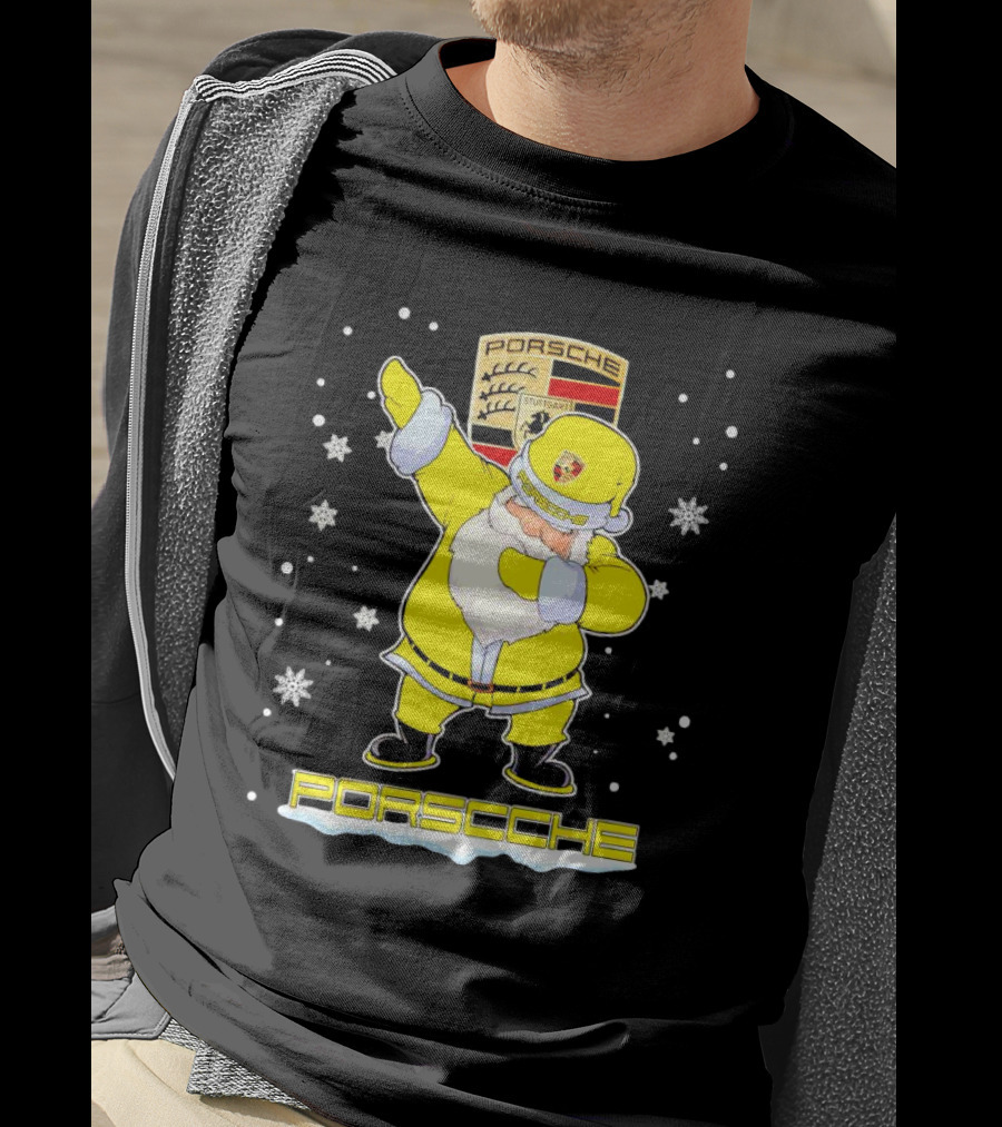 Porsche Santa Claus Dabbing Christmas Snowflakes T-Shirt